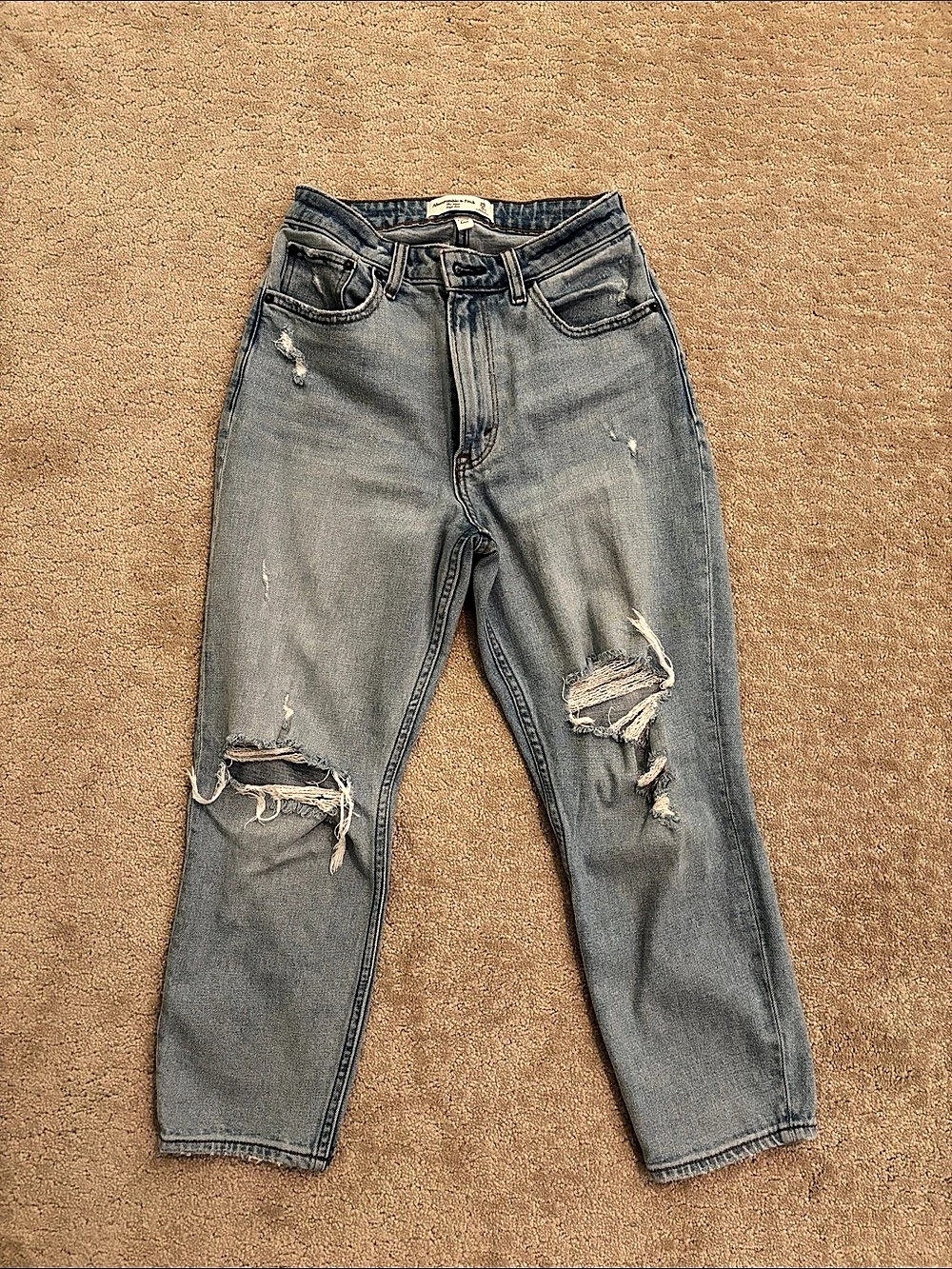 Abercrombie & Fitch The Mom High Rise Curve Love Jeans Blue Waist 25
